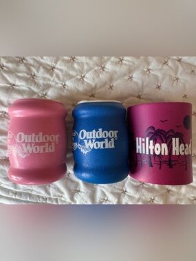 Bass Pro Shops Pink and Blue Outdoor World Neoprene Can Coolers